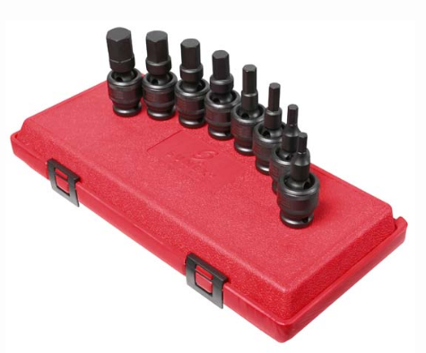 Sunex 2749 1/2" Dr. 8 Pc. Metric Universal Hex Drive Impact Socket Set