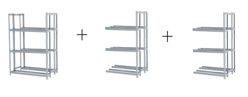 Rivetier R2-3DES 5' x 3'6"' x 7' Automotive Tire Rack Starter + 2 Adder Racks Package