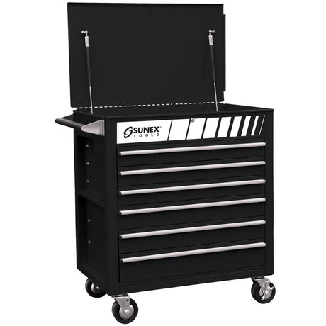 Sunex 8057BK Black Full Drawer Professional Duty Service Cart