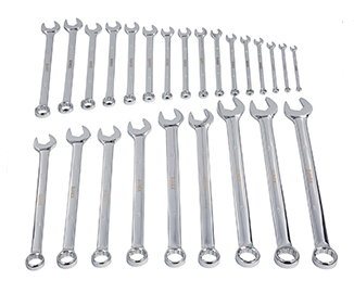 SUNEX 9917MPRA 25 Pc Metric Full Polished V-Groove Combo Wrench Set