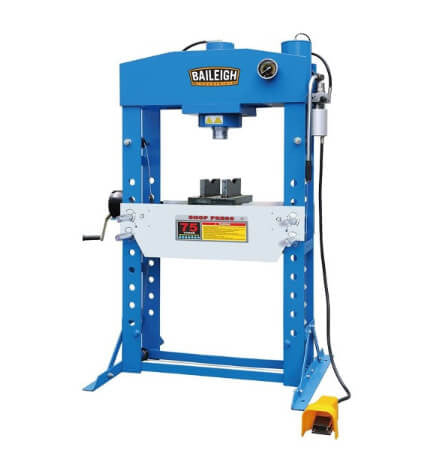 Baileigh Industrial HSP-75A 75 Ton Air/Hydraulic Shop Press | 9.8" Stroke