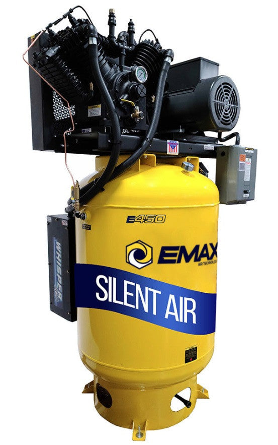 EMAX ESP10V120V3  10 HP Air Compressor, 120 Gallon, 3 Phase, 2 Stage Pressure Lubricated, Silent Air System