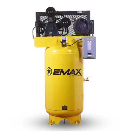 EMAX ESL07V080Y1, 7.5HP 3CYL Two Stage 1Ph 26CFM 80 Gallon Air Compressor w/isolator pads - Splash Lube Pump