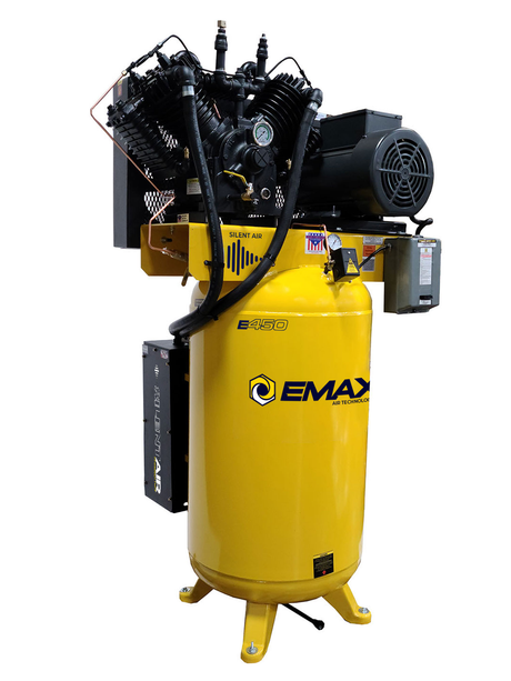 EMAX ESP10V080V3  10 HP Air Compressor, 80 Gallon, 3 Phase, 2 Stage Pressure Lubricated, Silent Air System