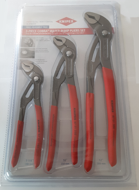 KNIPEX 00 20 06 US1 3 Pc Cobra Pliers Set (7", 10", & 12")