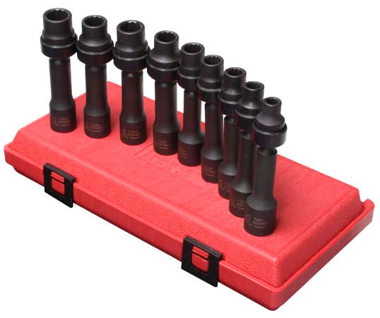 Sunex 2695 1/2" Dr. 12 Pt. 9 Pc. Metric Driveline Limited Clearance Impact Socket Set