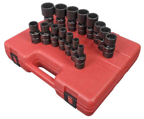 Sunex 2856 1/2" Dr. 12 Pt. 15 Pc. SAE Universal Impact Socket Set