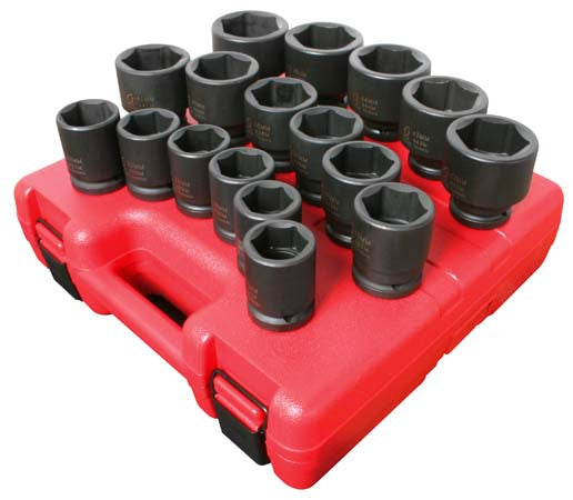 Sunex 4684 3/4" Dr. 17 Pc. Metric Heavy Duty Impact Socket Set