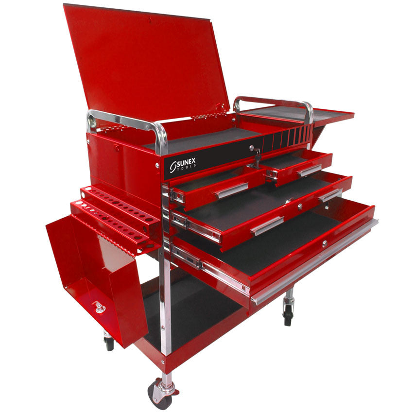 Sunex 8013ADELUXE Red Deluxe Service Cart