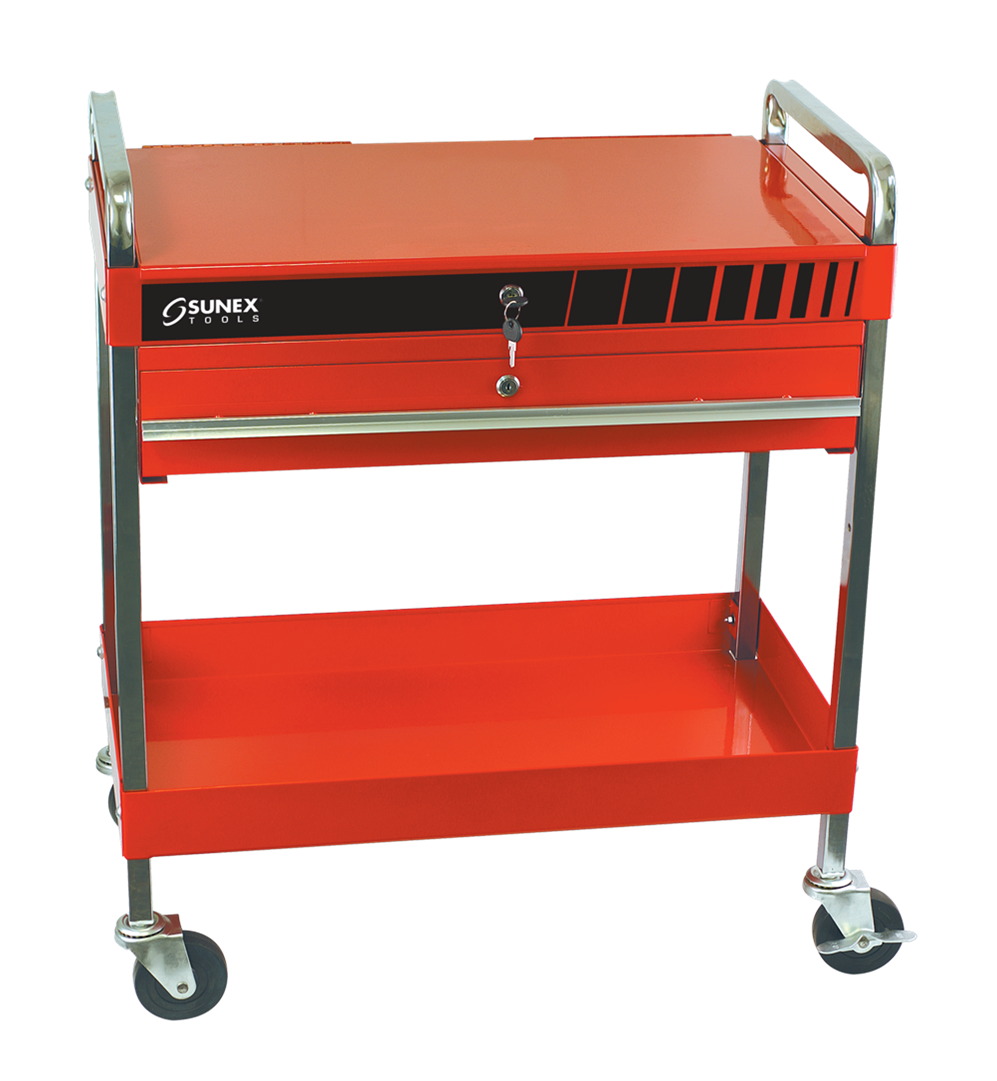 Sunex 8013A Red Service Cart w/ Locking Top and Drawer