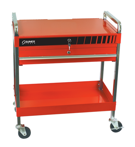 Sunex 8013A Red Service Cart w/ Locking Top and Drawer