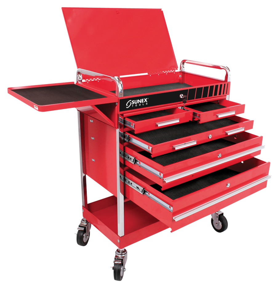 Sunex 8045 Red Professional 5 Drawer Service Cart w/ Locking Top