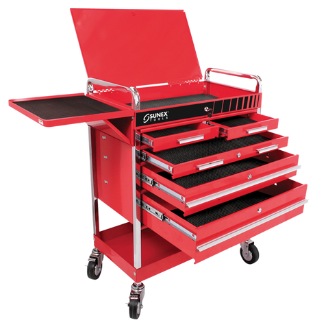 Sunex 8045 Red Professional 5 Drawer Service Cart w/ Locking Top