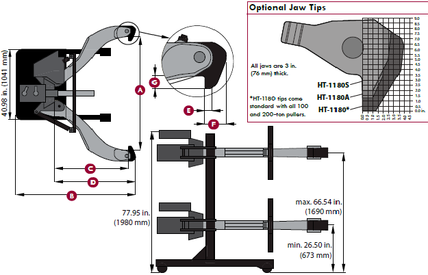 Posi Lock PTPH-102T Portable 100 Ton Hydraulic Puller